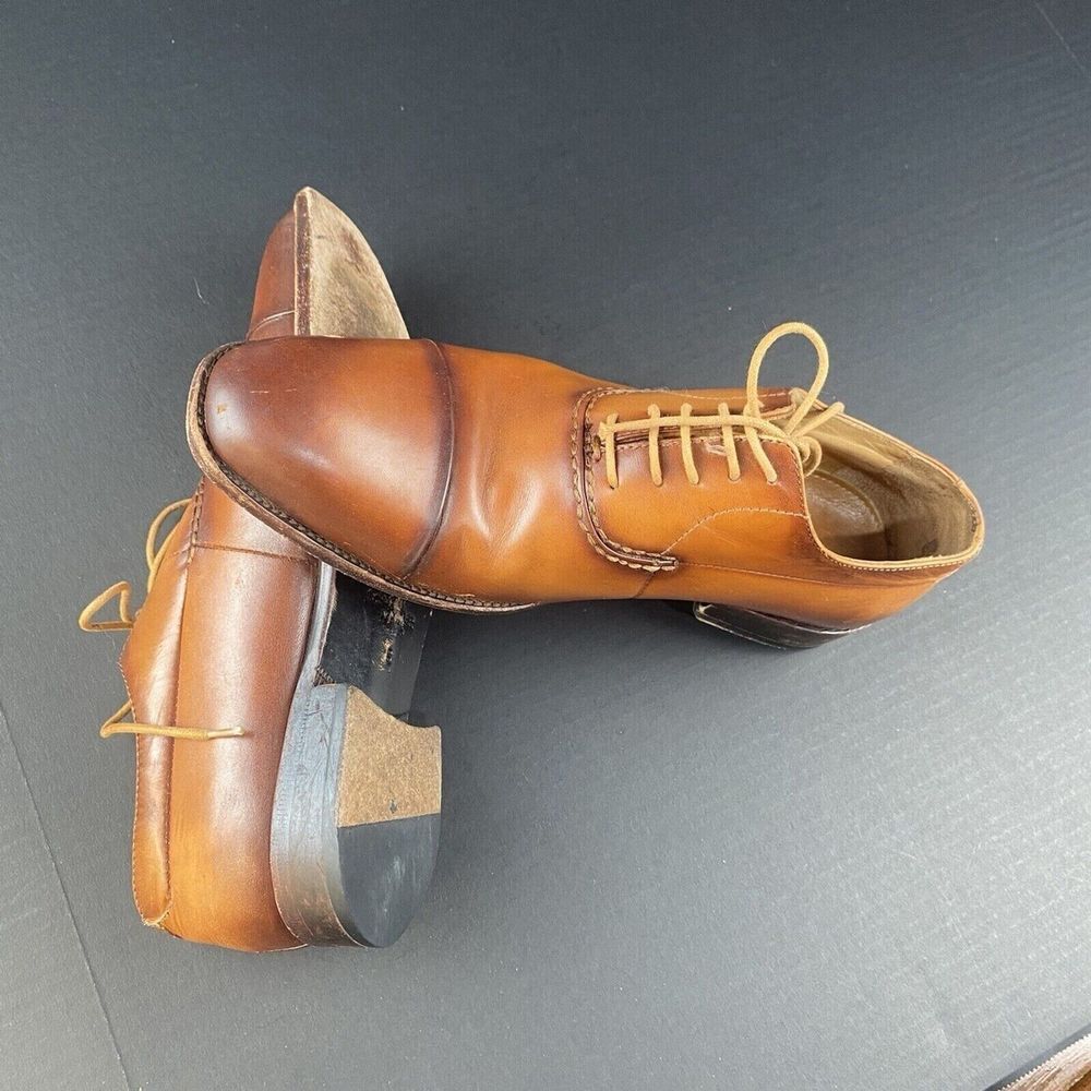 HART SCHAFFNER MARX Size‎ 8 Brown Leather Lace-Up Oxford Men's Shoes HK349S96